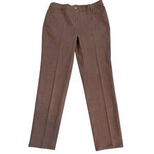 Akris Magda Slim Tapered Leg Trousers Size 10 Brown Stretch Minimalist Luxury